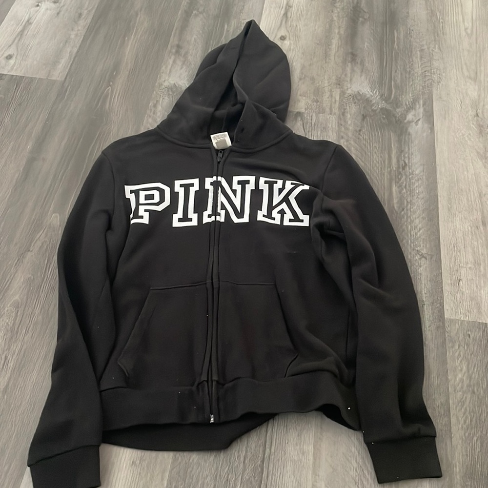 PINK black zip up sweatshirt